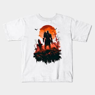 Monster Slayer and the Blood Moon - Witcher Kids T-Shirt